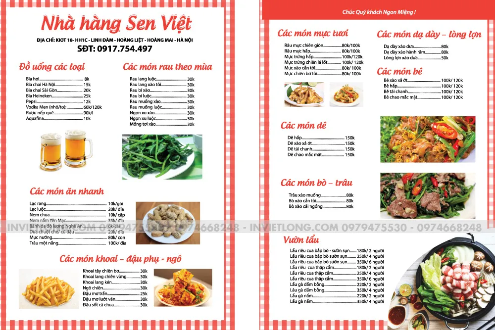 mẫu in menu nhà hàng đẹp